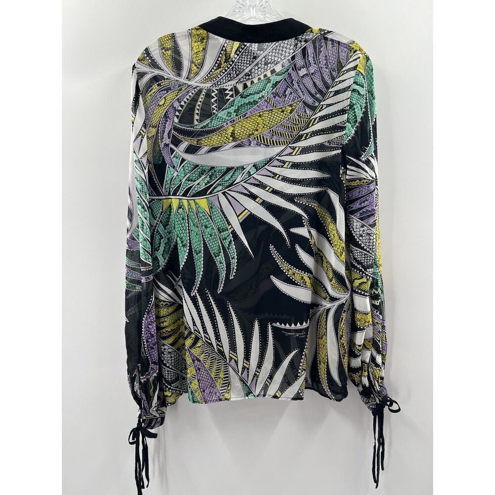 Just Cavalli By Roberto Cavalli Women’s Long Sleeve Silk Blend Semi Sheer Top 40 - Picture 9 of 11